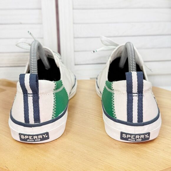 Sperry Crest Vine Bionic Sailcloth Sneaker Shoes White Pink Green 10 - Picture 6 of 11
